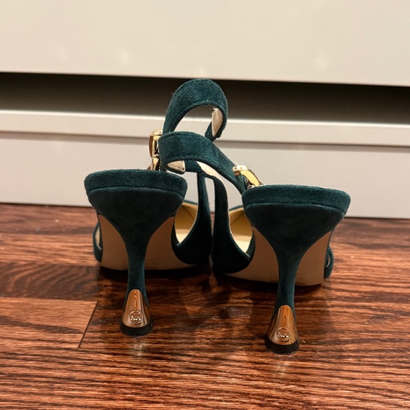 Nine West Teal Slingback Heels with Gold Accents - Picture 4 of 5